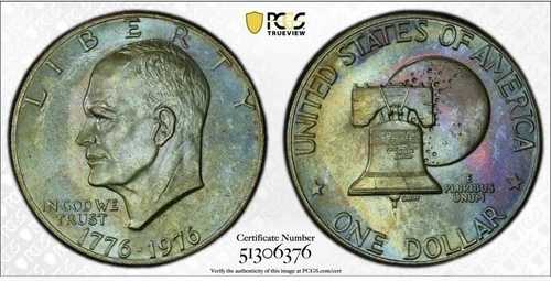 1976-P タイプ2 PCGS MS65 アイゼンハワー IKE ドル 美しいモンスタートーン
