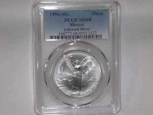 1994-MO PCGS MS68 オンザ .999 シルバー リベルタ 83,490円