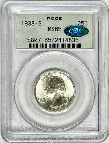 1938年 S ワシントン クォーター PCGS & CAC MS65