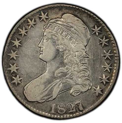 1827/6 PCGS XF 詳細 キャップドバストハーフダラー、米国銀貨 50セント エクストラファイン