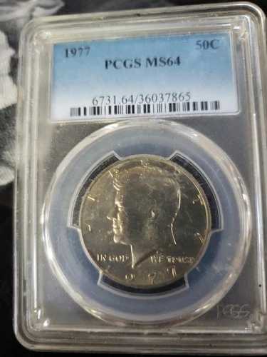ジョン・F・ケネディ銀貨 PCGS MS64 ミントスラブ地金コレクター 1977年