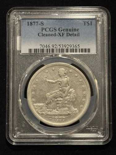1877-S トレードドル PCGS クリーニング済み XF 詳細