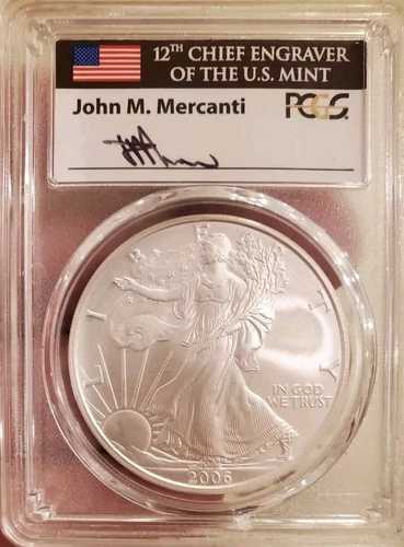 2006-W メルカンティ 初年度発行 バーニッシュドシルバーイーグル PCGS SP70 (53枚限定) 83,490円