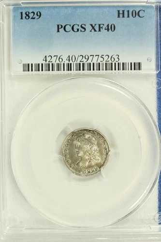 1829年製 キャップドバスト ハーフダイム : PCGS XF40