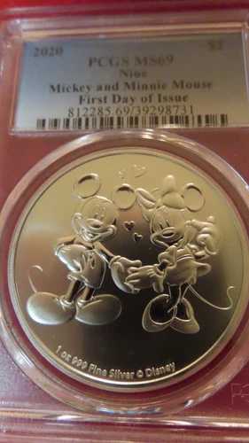 2020年 ディズニー ニウエ 1オンス .999 シルバーコイン - ミッキー＆ミニー PCGS MS69