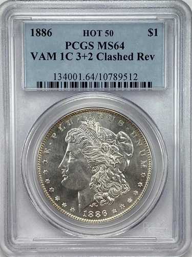 1886年 モーガン シルバー ドル VAM-1C 3+2 クラッシュ REV PCGS MS64 **HOT 50**
