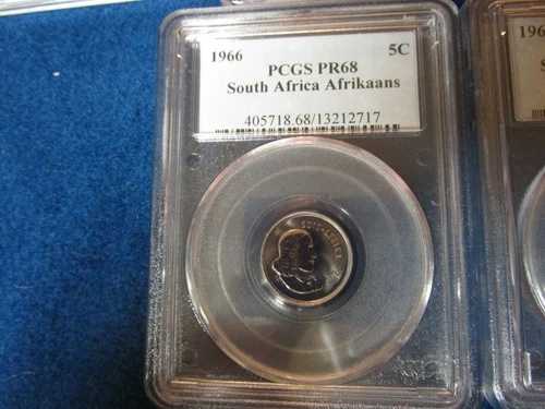 1966年南アフリカ アフリカーンス語 5セント PCGS PR68 人口1 史上最高評価