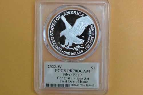 2022 W プルーフ シルバー イーグル コングラチュレーション セット PCGS PR70 DCAM FDI トーマス クリーブランド