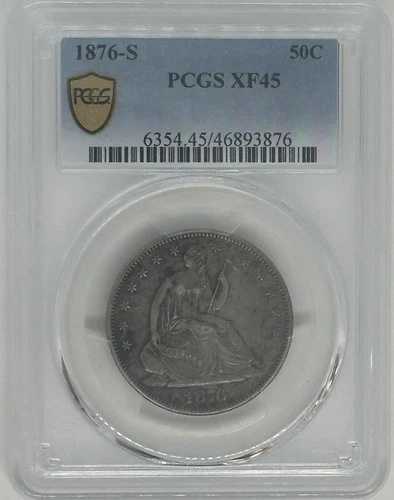 1876-S 50セント 着席型自由の女神像 ハーフドル PCGS XF45