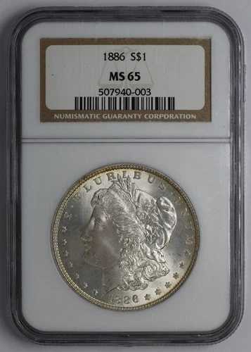 1886年モルガン銀貨 NGC MS 65