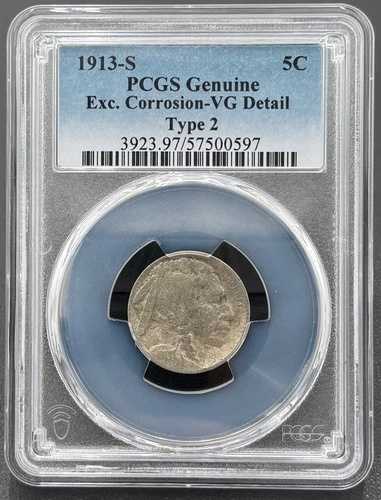 1913年 Sタイプ2 バッファローニッケル PCGS 非常に良い、少量発行キーデートコイン