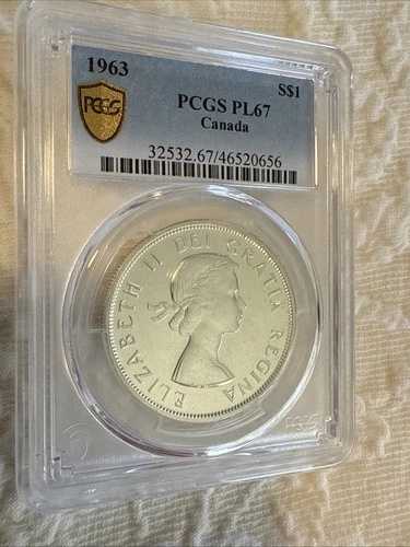 1963年 エリザベス女王/ボイジャー カナダ シルバーコイン PCGS PL67 (ローポップ) ダズリング