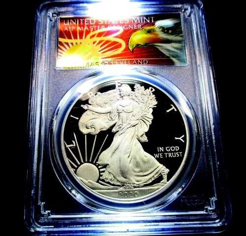 2020-W Am シルバー イーグル PCGS PR70 DCam FDOI トーマス クリーブランド ポップ 39 イーグル サン