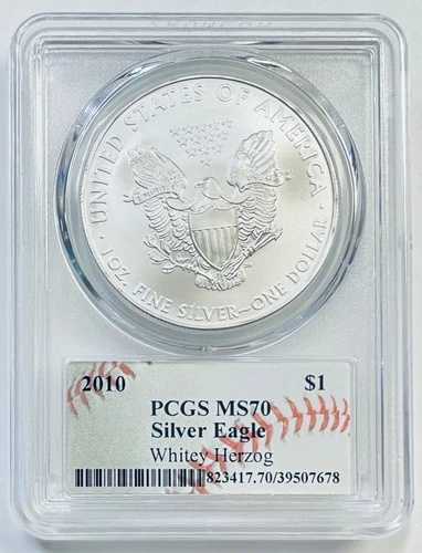 2010年 1ドル シルバーイーグル PCGS MS70 ホワイト・ヘルツォーク HOF ポップ50