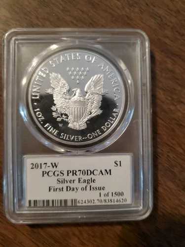 2017年 Wプルーフ シルバーイーグル PCGS PR70 DCAM 発行初日 Mercanti 1500枚中1枚