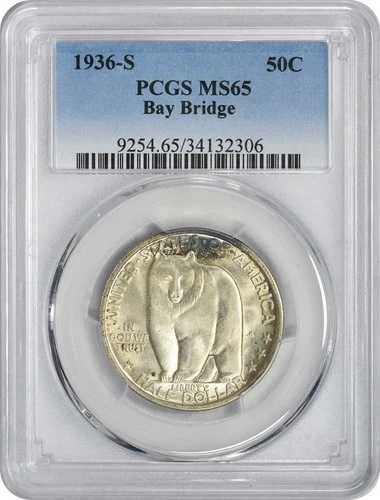 ベイブリッジ記念銀貨ハーフドル 1936-S MS65 PCGS