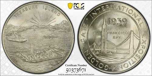 1939年 HK-482 ゴールデンゲート博覧会 - トレジャーアイランド「ウェーブス」 - PCGS MS65***TOP POP***