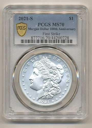 2021 S モルガン シルバー ダラー PCGS MS70 ファースト ストライク - ゴールドシールドラベル