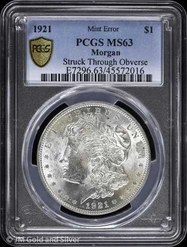 1921-P 1ドル モルガン銀貨 PCGS MS 63 | 表面のUNC刻印に誤りあり