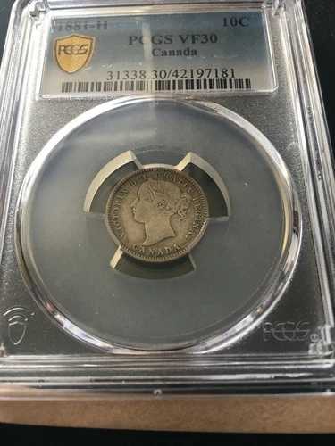 1881H 表面# 1 PCGS グレード カナダ、?10 セント、**VF-30** #7181