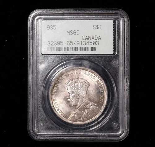 1935 $1 MS65 PCGS OGH カナダ シルバー ドル - 希少な第 2.1 世代ホルダー Dbl Voyageur｜WORLD RESOURCE【QUEEN店】