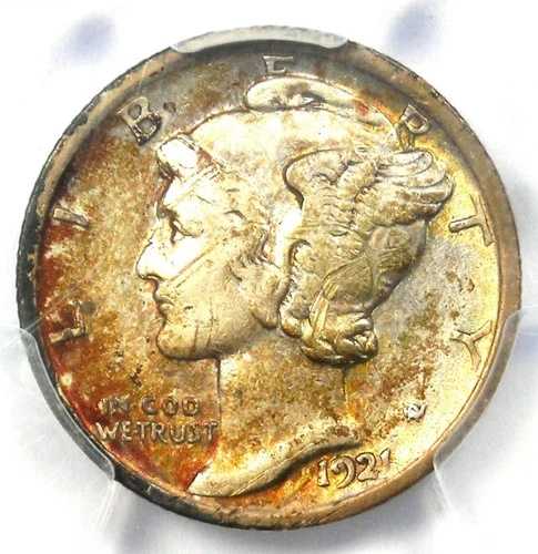1921 年マーキュリー ダイム 10C コイン - PCGS VF 詳細認定 - 希少なキー日付!｜WORLD RESOURCE【QUEEN店】