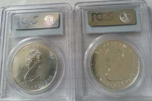 ロット2: 1988年カナダ カナディアンメープルリーフ 9999 シルバー $5 PCGS MS66 ラウンド｜WORLD RESOURCE【QUEEN店】