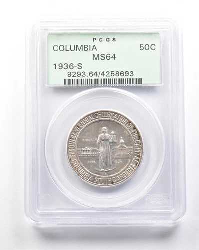 1936-S コロンビア記念ハーフドル MS64 PCGS OGH PQ *7593|WORLD RESOURCE【QUEEN店】