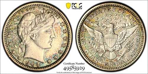 1904年 バーバークォーター PCGS XF45 ブルース＆オレンジ 25セント 25セント 銀貨｜WORLD RESOURCE【QUEEN店】