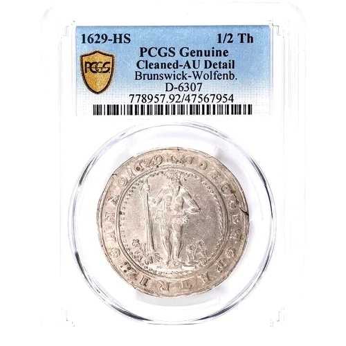 1629 HS ドイツ諸州 ブラウンシュヴァイク ヴォルフェンビュッテル 1/2 ターラー、PCGS AU 詳細、ドイツ｜WORLD RESOURCE【QUEEN店】