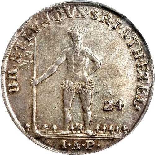 1765年 IAP ドイツ諸州 ブラウンシュヴァイク リューネブルク ヴィルトマン 2/3ターラー、24 MG、PCGS AU 55|WORLD RESOURCE【QUEEN店】