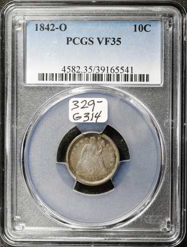 1842年頃のリバティ・シーティング・ダイム。PCGSホルダー入り。VF35。G314|WORLD RESOURCE【QUEEN店】