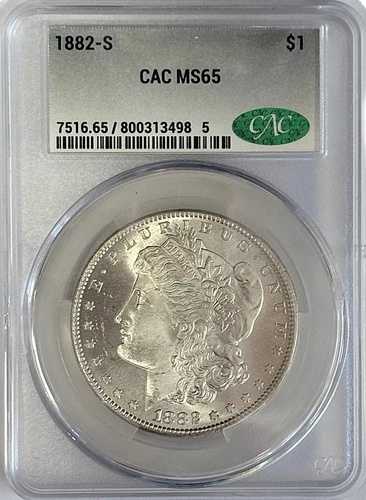 1882-S S$1 モルガン銀貨 CACG MS65