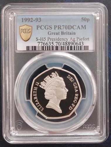英国 50ペンス銀貨 1992-1993 KM#963 大統領府 ピエフォート PCGS PR70 84,095円