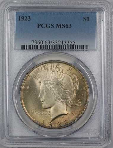 1923年 シルバー ピースダラー 1ドルコイン PCGS MS-63 トーン (12セント)｜WORLD RESOURCE【QUEEN店】