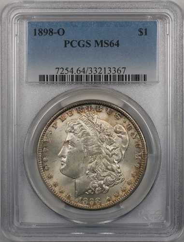1898-O モルガン銀貨 1ドル硬貨 PCGS MS 64 (ライトトーニング 12-B)