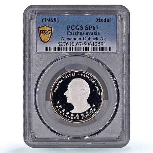 チェコスロバキア ドゥブチェク ヤン フス プラウダ ヴィテジ 歴史 SP67 PCGS 銀メダル 1968|WORLD RESOURCE【QUEEN店】