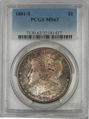 1881-S モーガン銀貨 $1 PCGS MS-63 トーン (2C)|WORLD RESOURCE【QUEEN店】