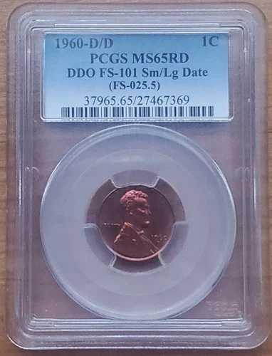 1960-D/D リンカーン セント PCGS MS65RD DDO FS-101 Sm/Lg 日付 (FS-025.5) ジェムレッド