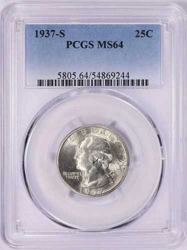 1937年 Sワシントンクォーター PCGS MS64
