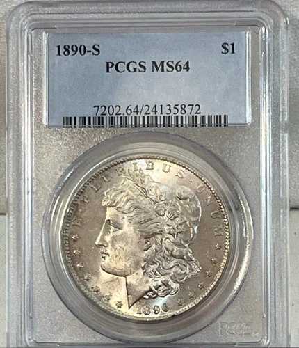 1890年 S モーガン銀貨 PCGS MS64 証明書番号 24135872
