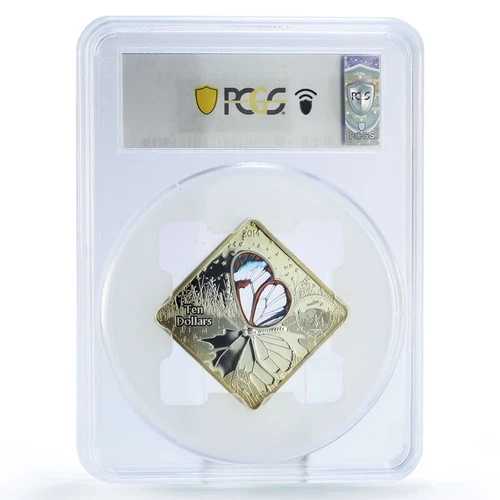 パラオ 10ドル 野生動物 グレタ・オト 蝶 動物相 PR69 PCGS 銀貨 2014年
