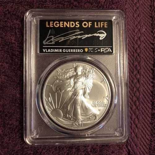 2021年 PCGS MS70 ファーストプロダクション T-2 シルバーイーグル 1ドル、ウラジミール・ゲレロ直筆サイン