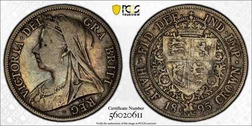 1895年 イギリス シルバー 1/2クラウン PCGS VF-25 S-3938