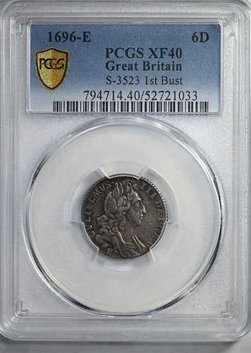 1696-E イギリス 6Dペンス シックスペンス PCGS XF40 S-3523 1st 胸像