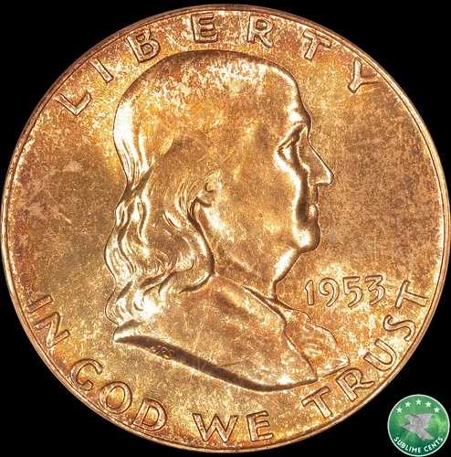 1953年 50セント フランクリン ハーフドル PCGS MS 64 FBL 84,700円
