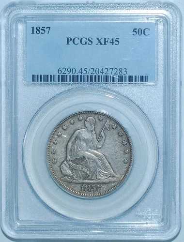 1857年 P PCGS XF45 着席型リバティハーフドル