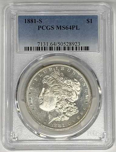 1881-S モルガン銀貨 PCGS MS 64 PL (21) B