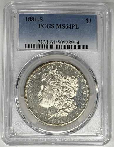 1881-S モルガン銀貨 PCGS MS 64 PL (21) A 85,305円