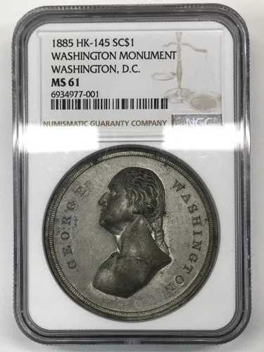 1885 HK-145 ジョージ・ワシントン記念塔 ワシントンD.C. いわゆるドル NGC MS61 - 45mm WM